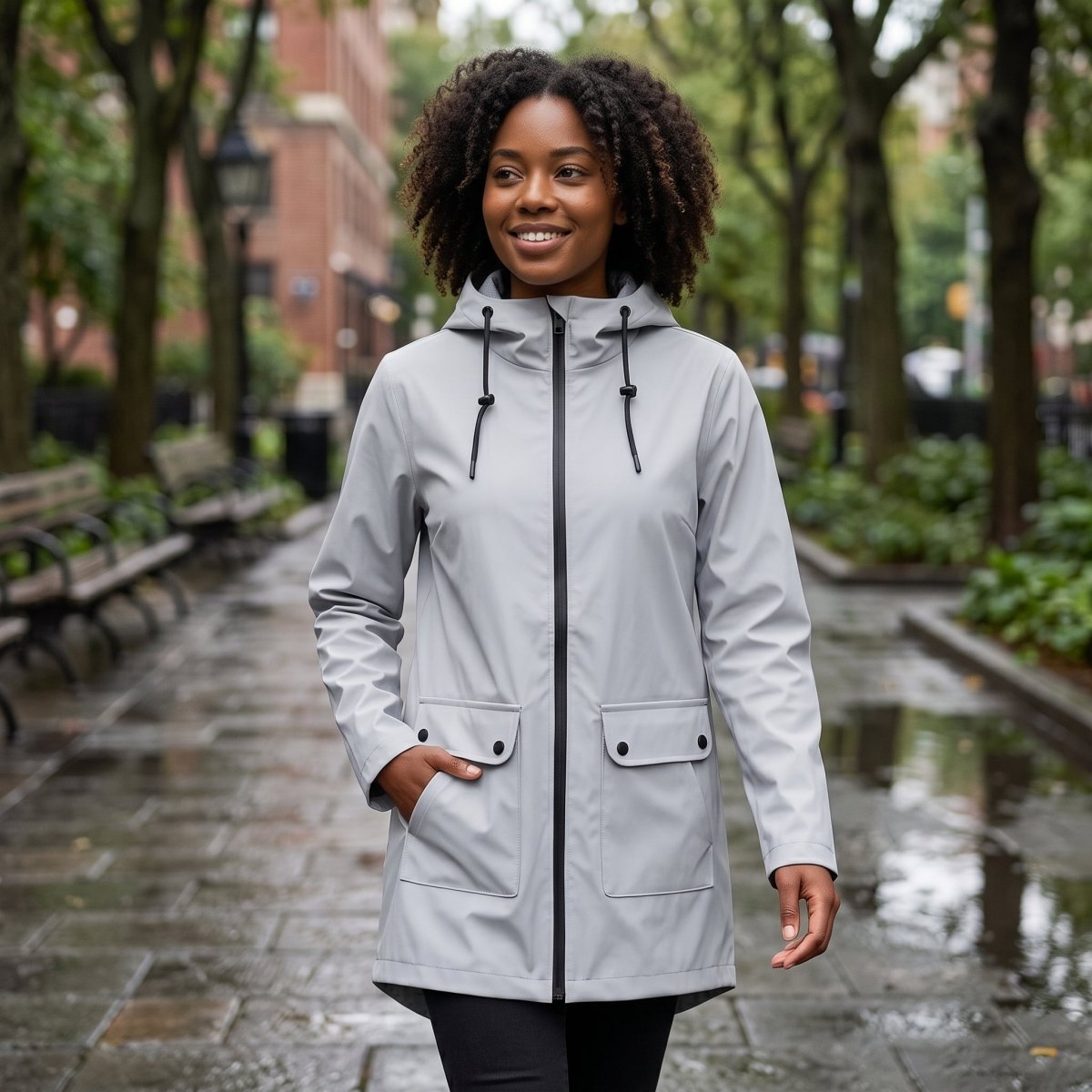 Hooded Longline Zip Utility Coat