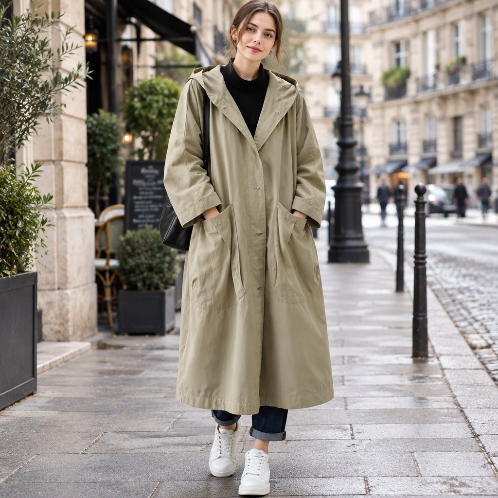 Long Water-Resistant Coat for Women