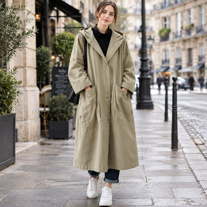 Long Water-Resistant Coat for Women