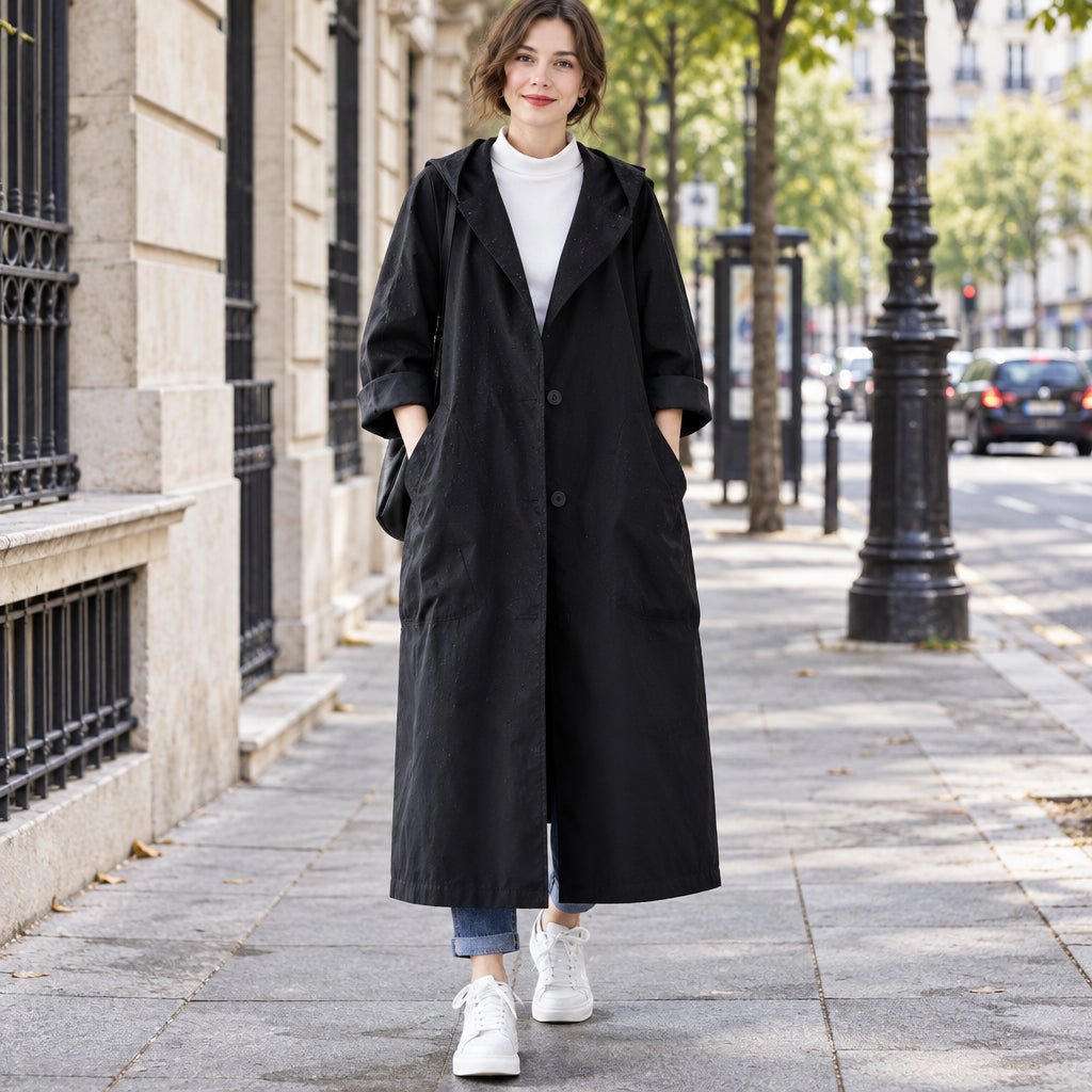 Long Water-Resistant Coat for Women