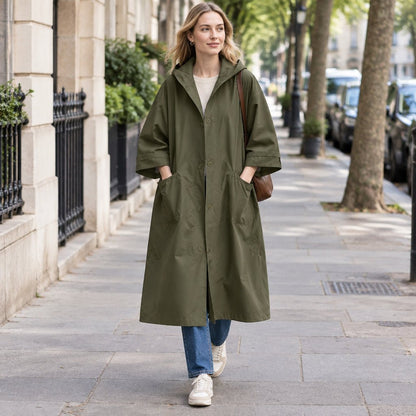 Long Water-Resistant Coat for Women