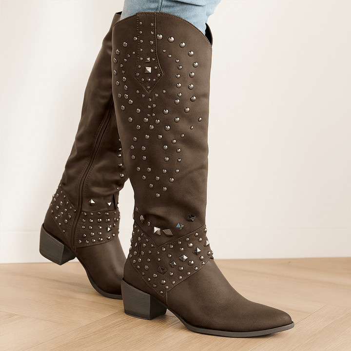 Western Knee High Block Heel Boots
