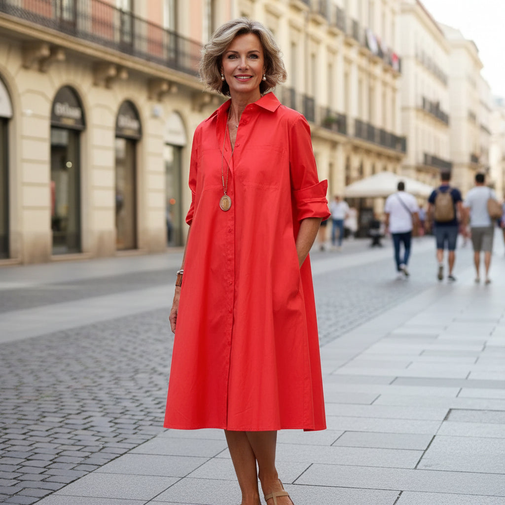 A-Linien-Hemdkleid mit Taschen