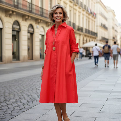 A-Linien-Hemdkleid mit Taschen
