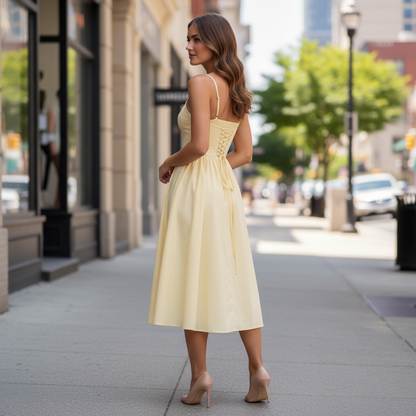 Vestido midi de silueta acampanada