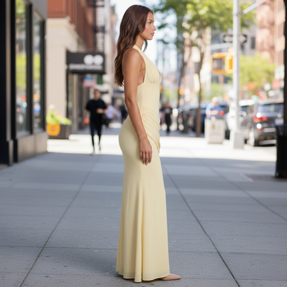 Soft Drape Halter Maxi Dress