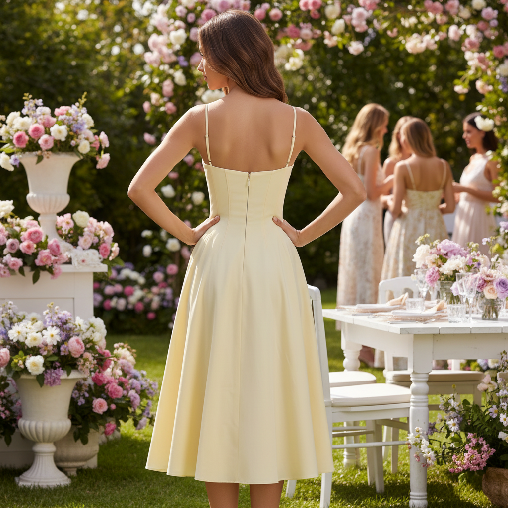 Sunshine Midi Dress with Flowy Skirt