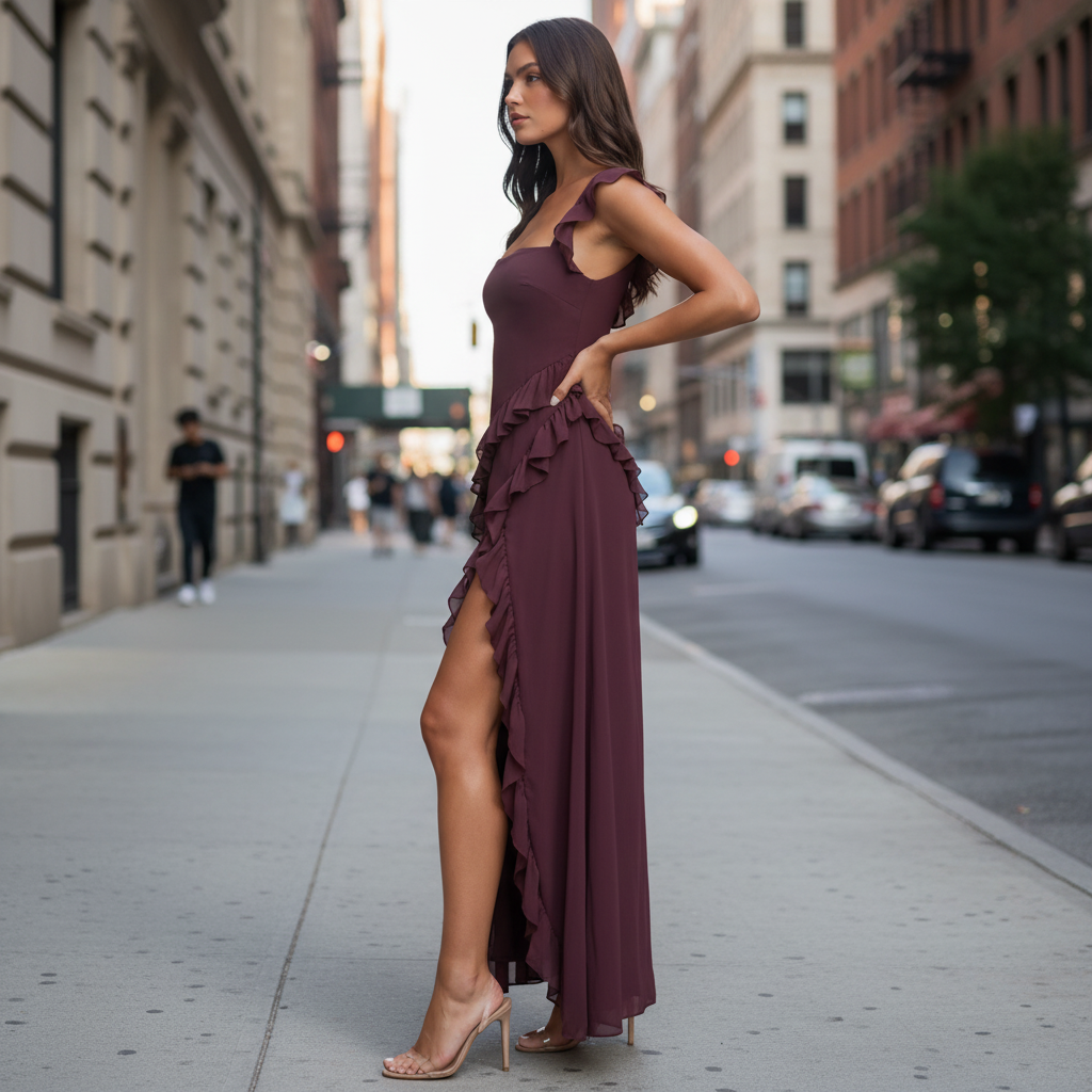 Maxikleid mit Rüschen
