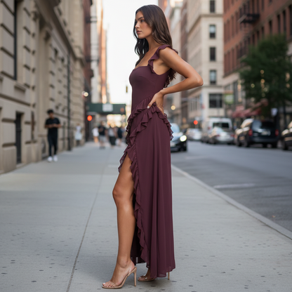 Maxikleid mit Rüschen