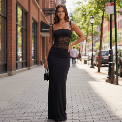 Shoulder Tie Maxi Dress for Evenings