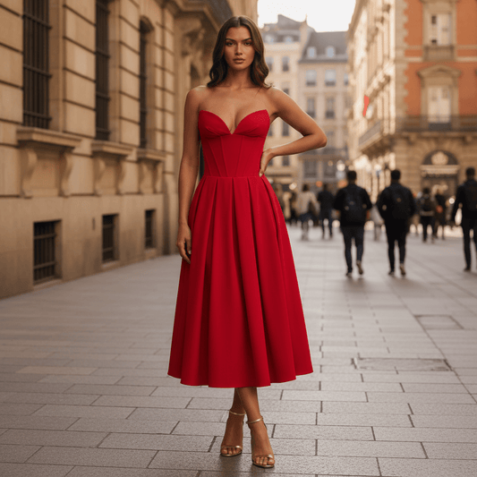 Selbstbewusstes rotes Kleid für besondere Anlässe