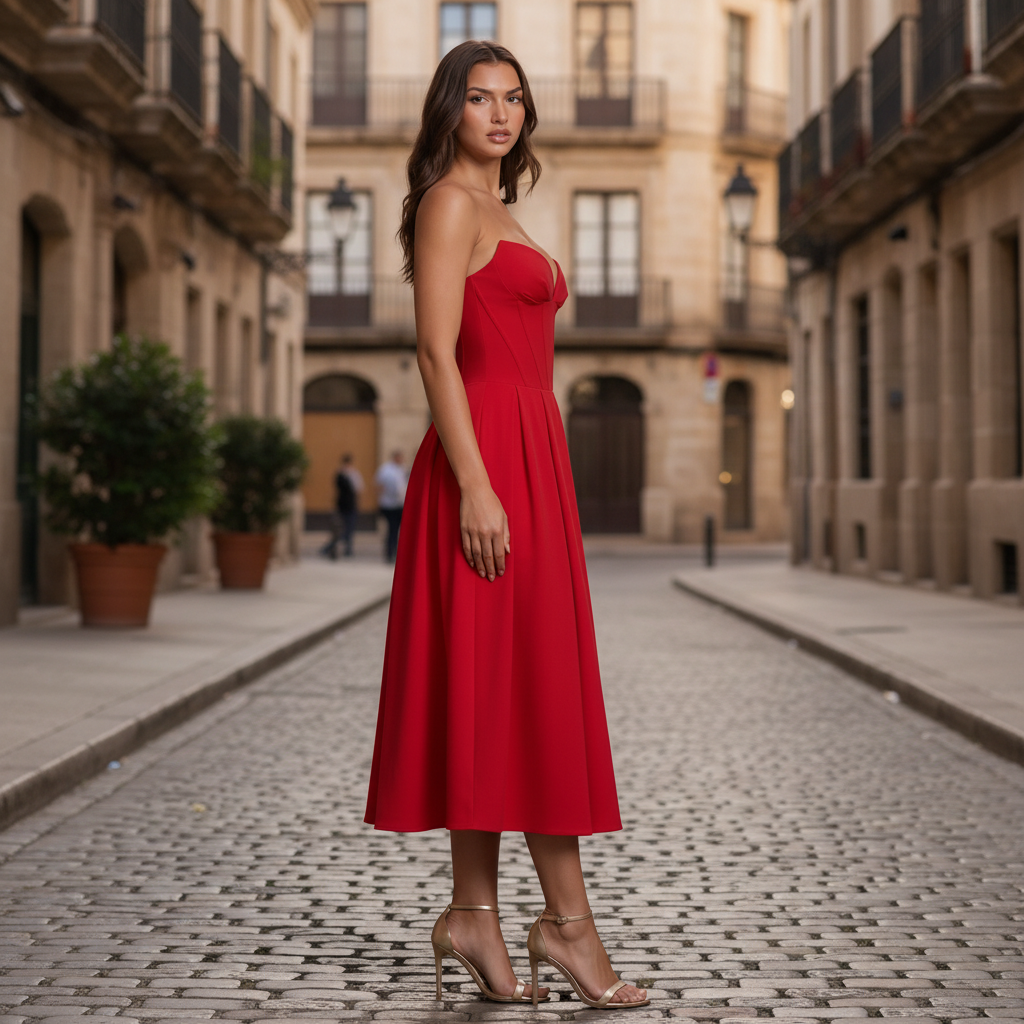 Selbstbewusstes rotes Kleid für besondere Anlässe