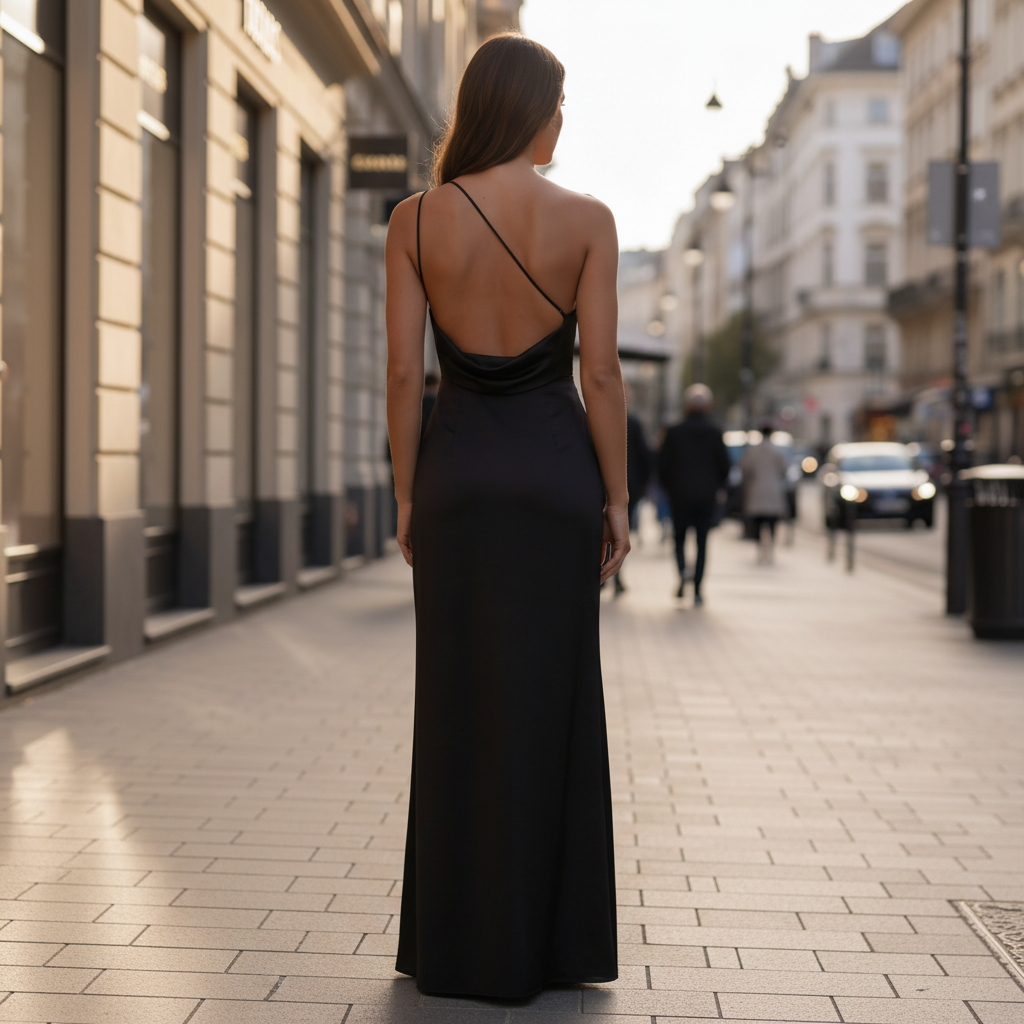 Vestido largo de un solo hombro