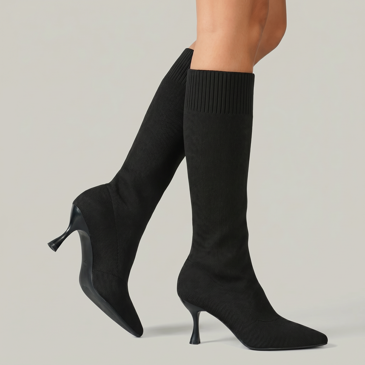 Pointed-Toe Knee-High Boots