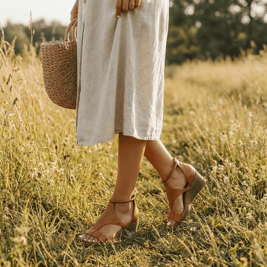 Open Toe Wedge Sandals With Ankle Strap