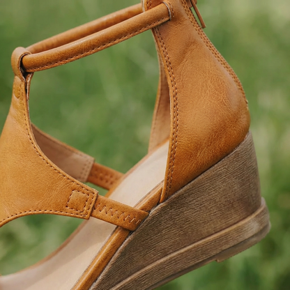 Open Toe Wedge Sandals With Ankle Strap