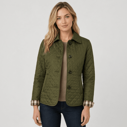 Quilted Button Front Collar Jacket