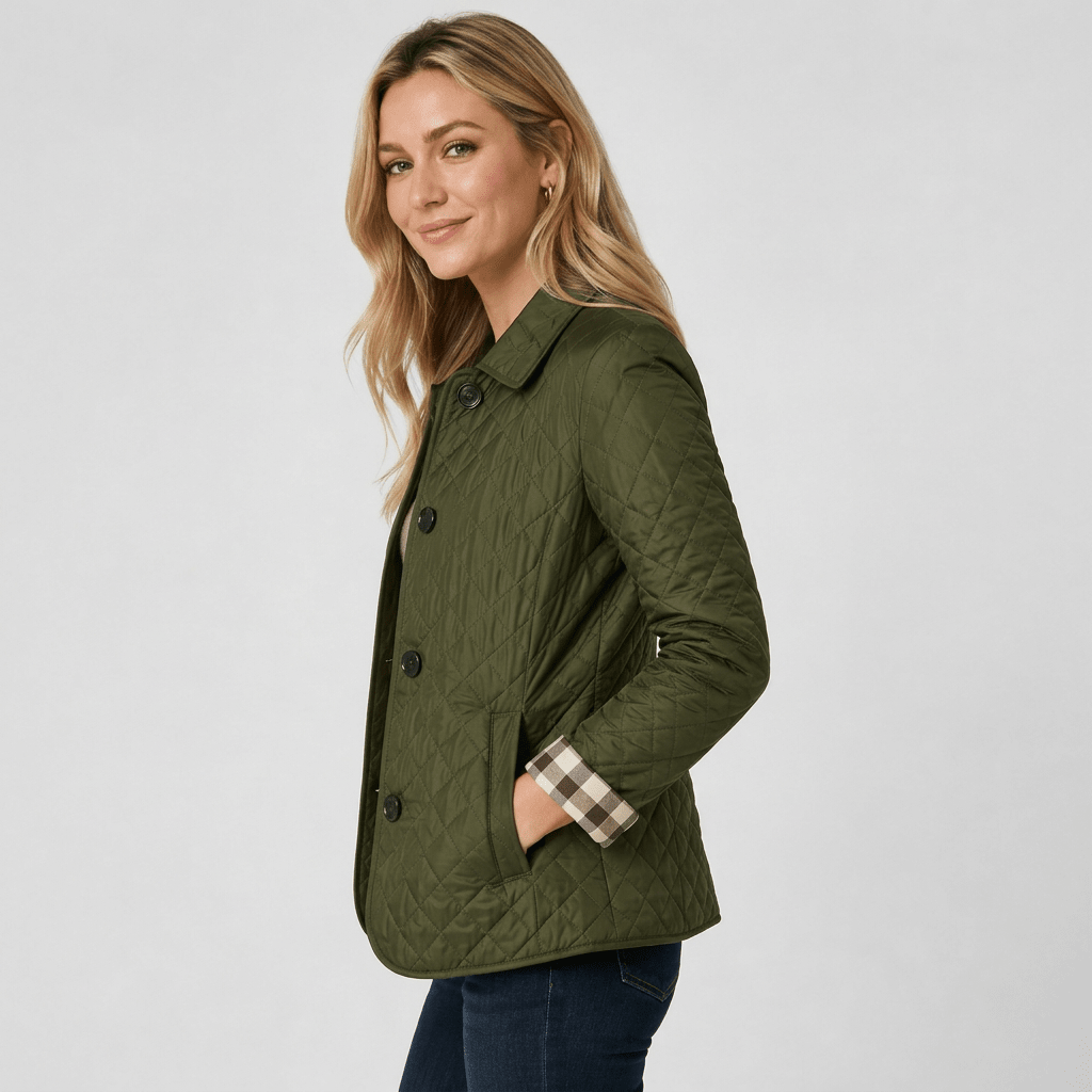 Quilted Button Front Collar Jacket