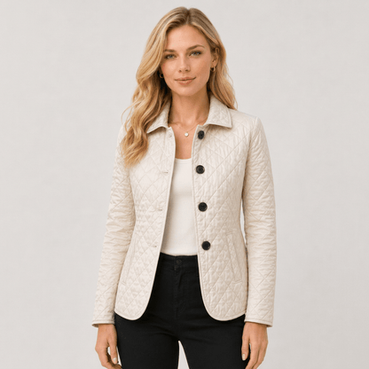 Quilted Button Front Collar Jacket