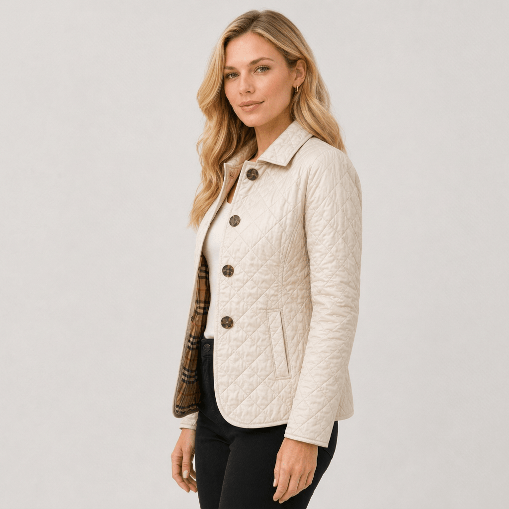 Quilted Button Front Collar Jacket