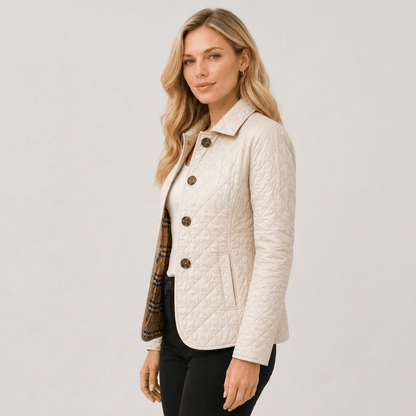 Quilted Button Front Collar Jacket