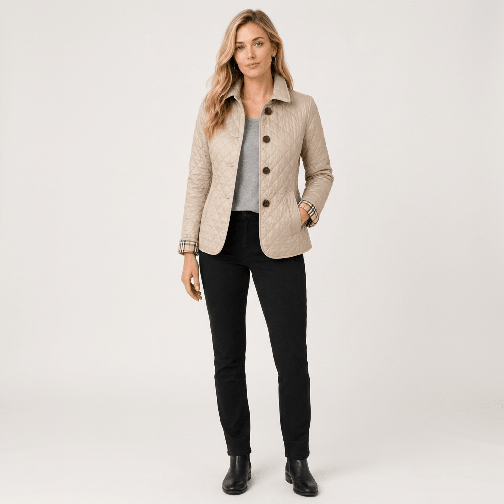 Quilted Button Front Collar Jacket