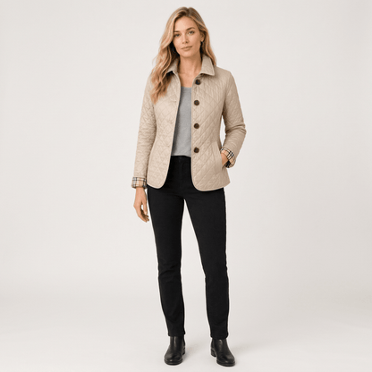 Quilted Button Front Collar Jacket