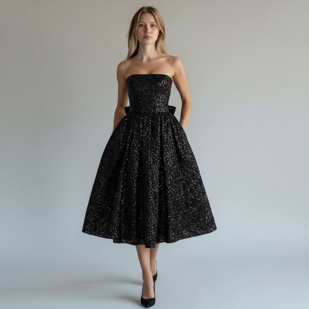 Sequin Sleeveless Midi Dress