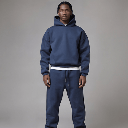 Relaxed Knit Hoodie And Jogger Tracksuit