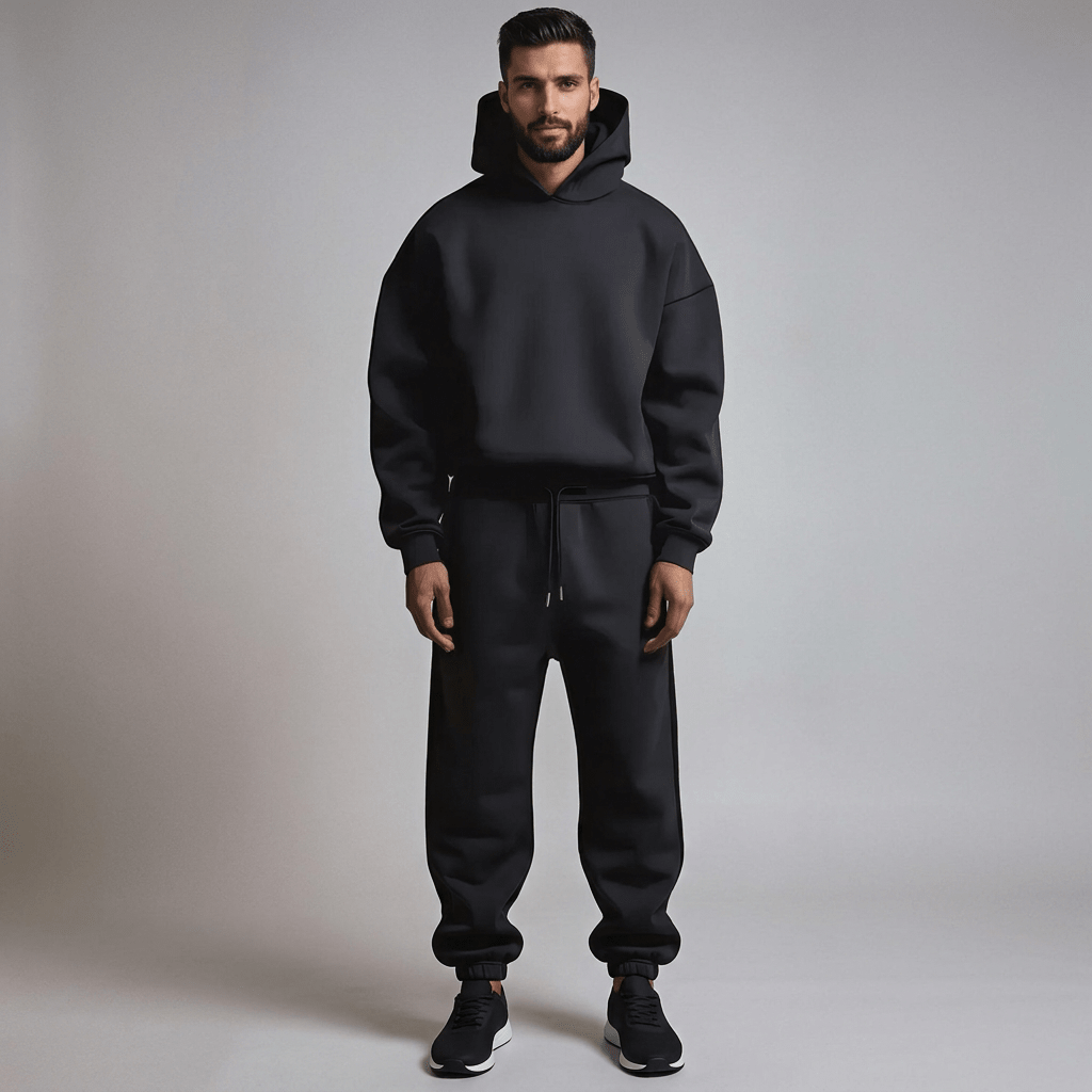 Relaxed Knit Hoodie And Jogger Tracksuit
