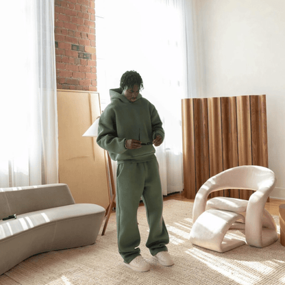 Relaxed Knit Hoodie And Jogger Tracksuit