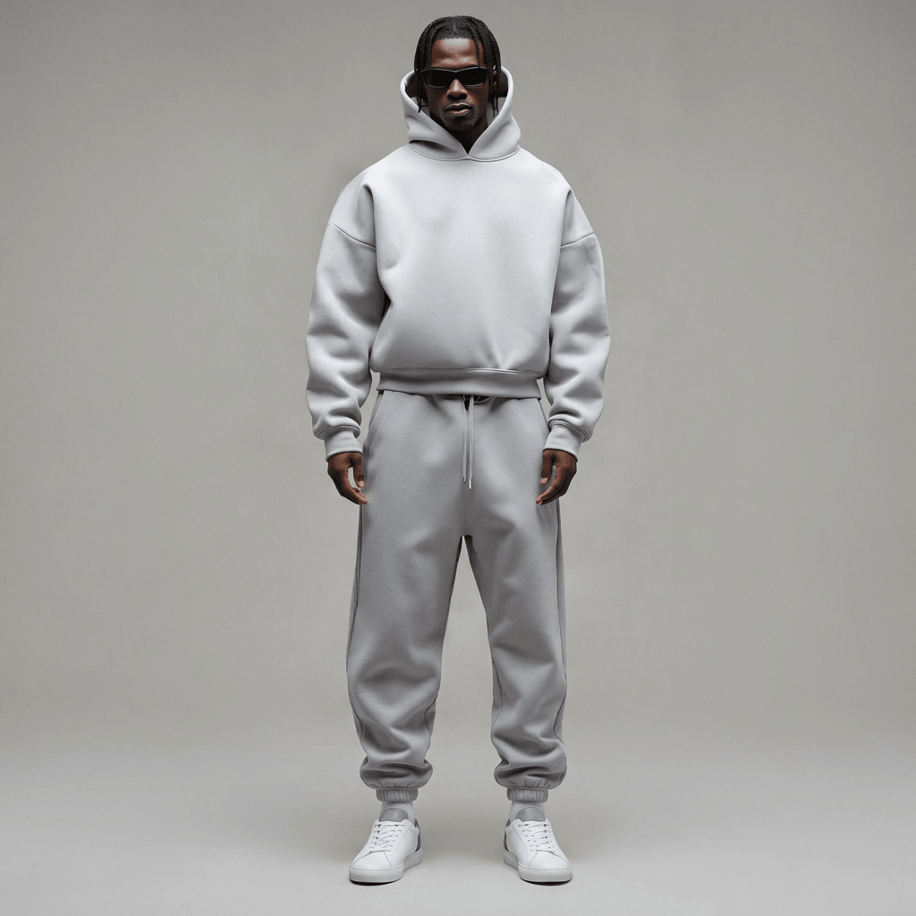 Relaxed Knit Hoodie And Jogger Tracksuit