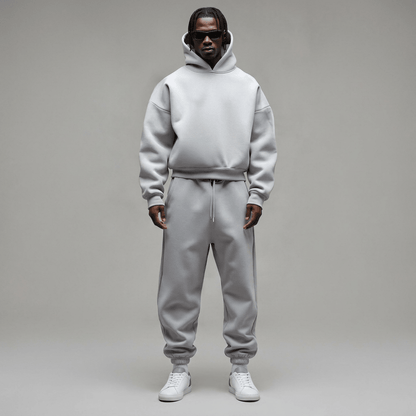Relaxed Knit Hoodie And Jogger Tracksuit