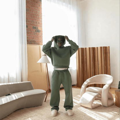 Relaxed Knit Hoodie And Jogger Tracksuit