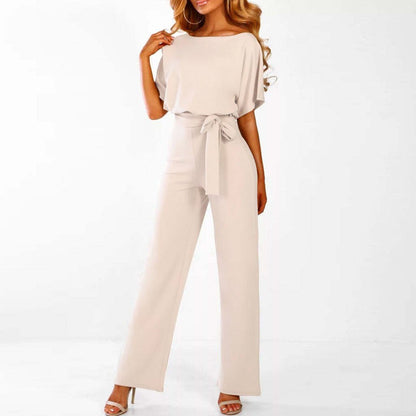 Elegant Belted Wide Leg Jumpsuit
