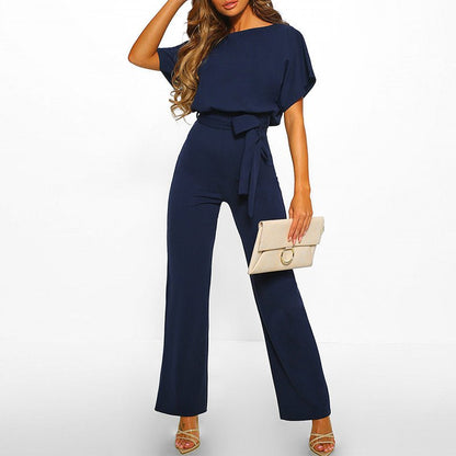 Elegant Belted Wide Leg Jumpsuit