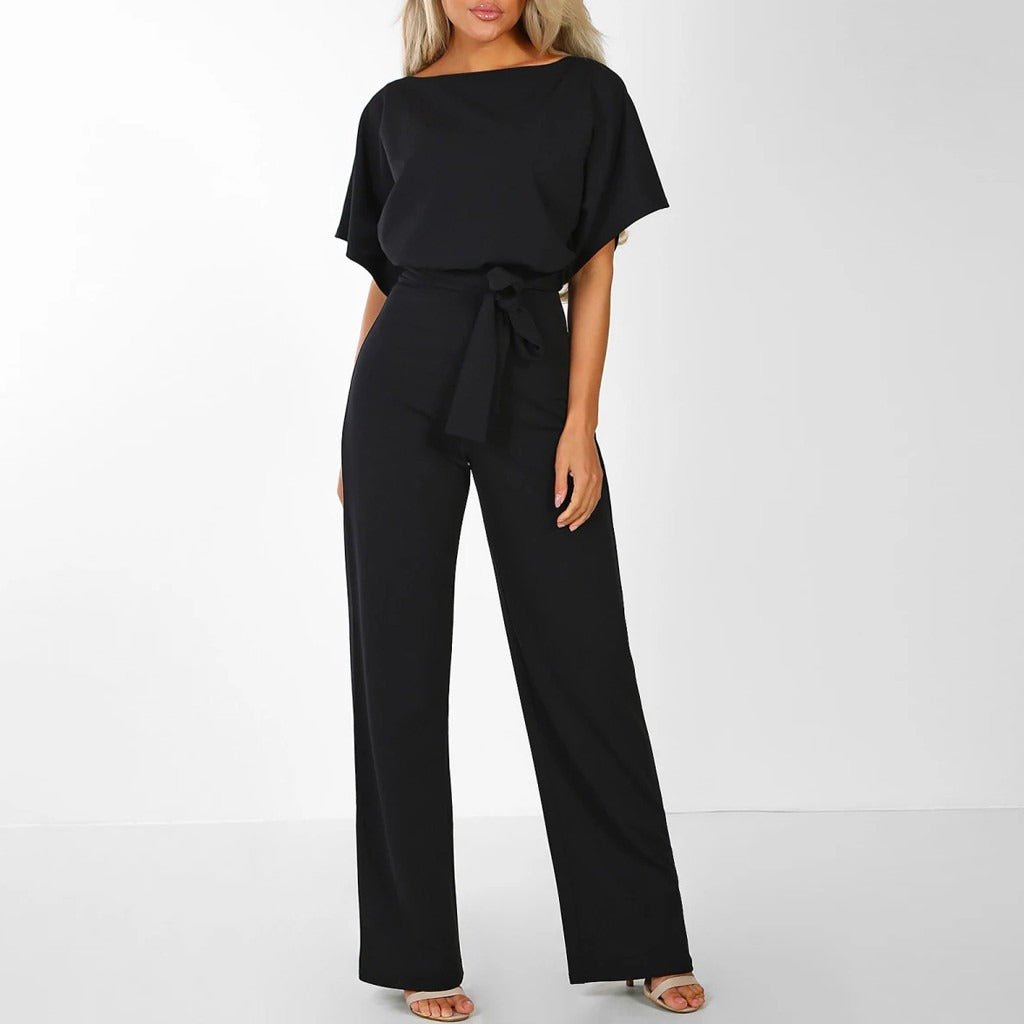 Elegant Belted Wide Leg Jumpsuit