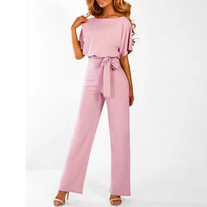 Elegant Belted Wide Leg Jumpsuit