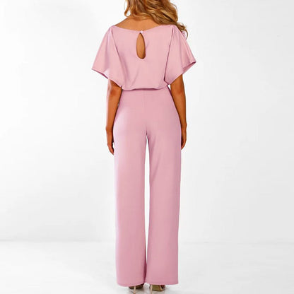 Elegant Belted Wide Leg Jumpsuit