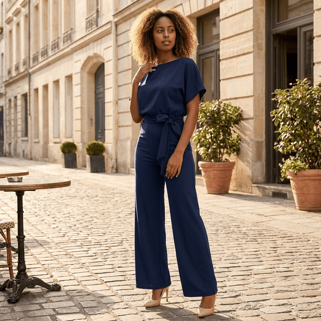 Elegant Belted Wide Leg Jumpsuit