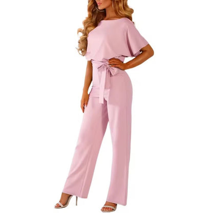 Elegant Belted Wide Leg Jumpsuit