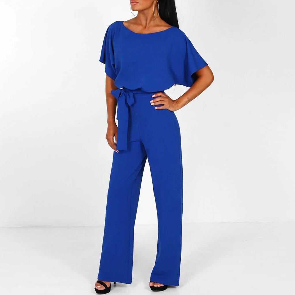 Elegant Belted Wide Leg Jumpsuit