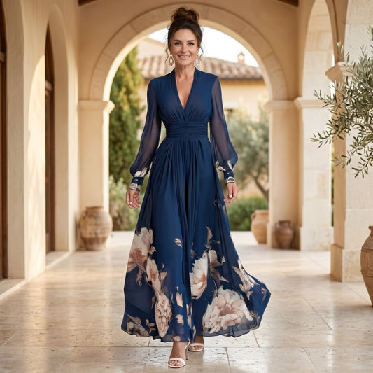 Vestido maxi plisado con gracia celestial