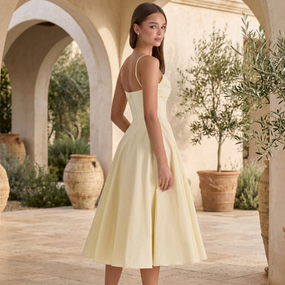 Roselight Gathered Midi Charm Dress