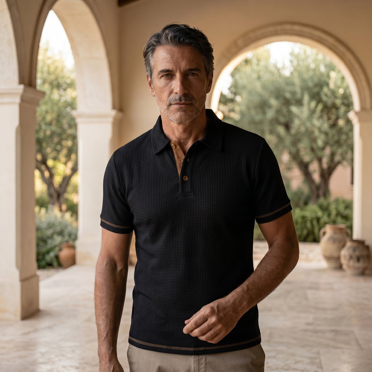 Coastal Knit Texture Polo Shirt