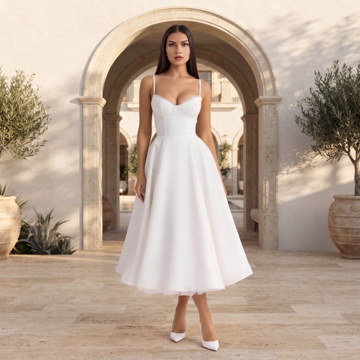 Midi-Kleid mit Herzausschnitt