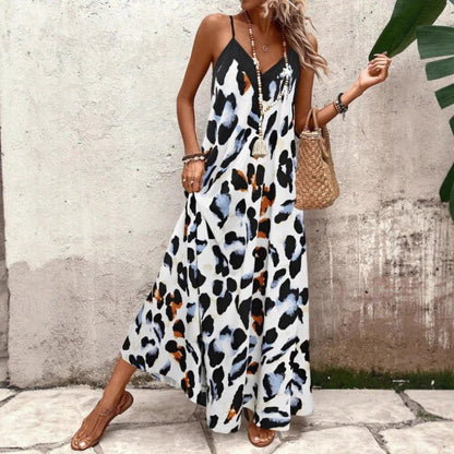 Vestido maxi relajado de cebra