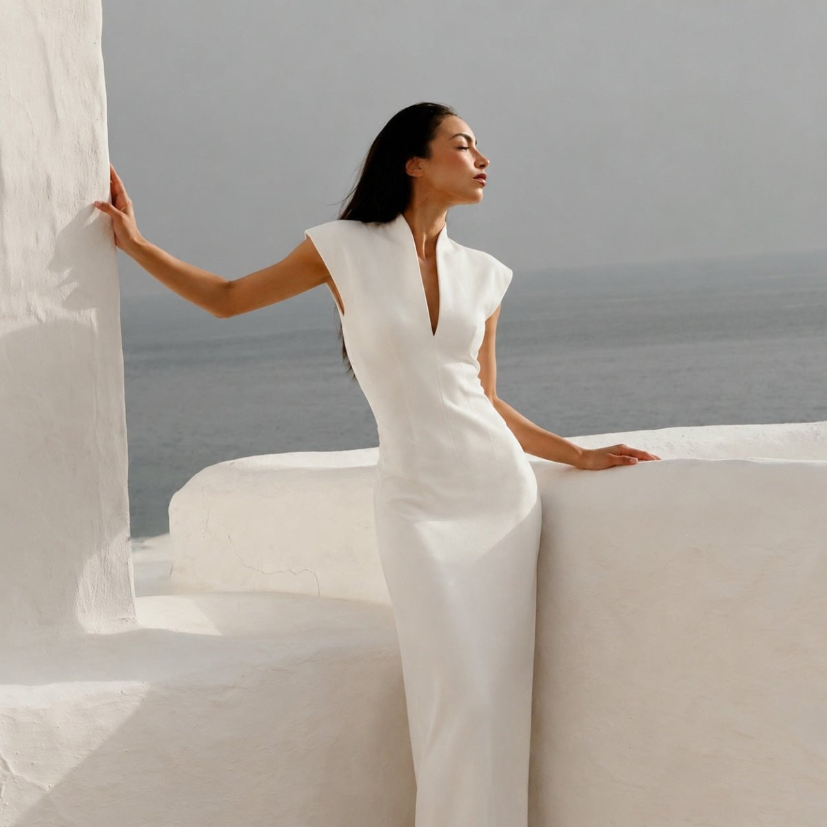 Deep V Midi Dress for Evenings & Events