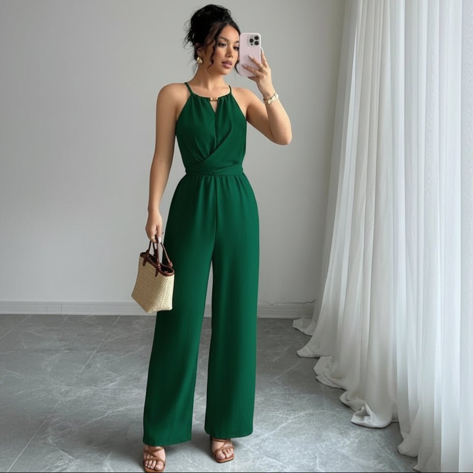 Deep Halter Neck Jumpsuits