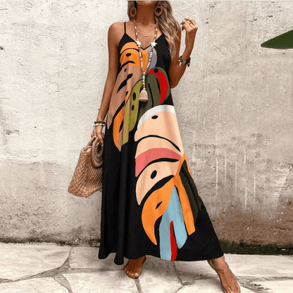 Vestido maxi relajado de cebra